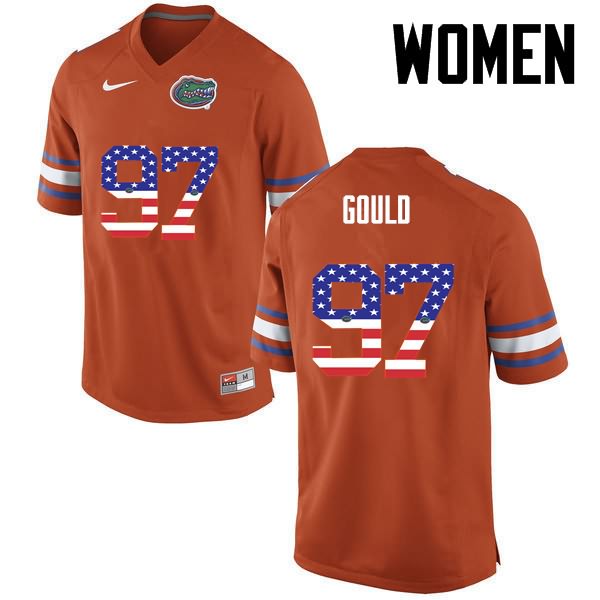 NCAA Florida Gators Jon Gould Women's #97 USA Flag Fashion Nike Orange Stitched Authentic College Football Jersey VSU8864HE